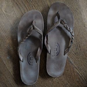 Flirty Braidy Rainbow Flip Flops in Sierra Brown